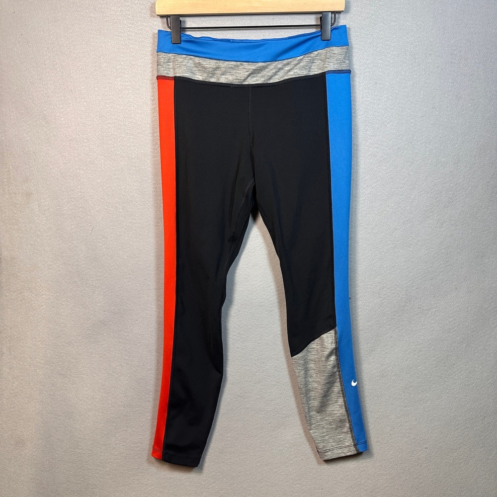 Nike One Dri-FIT Colorblock 7/8 Leggings Black Blue Red Gray Athletic Tights L